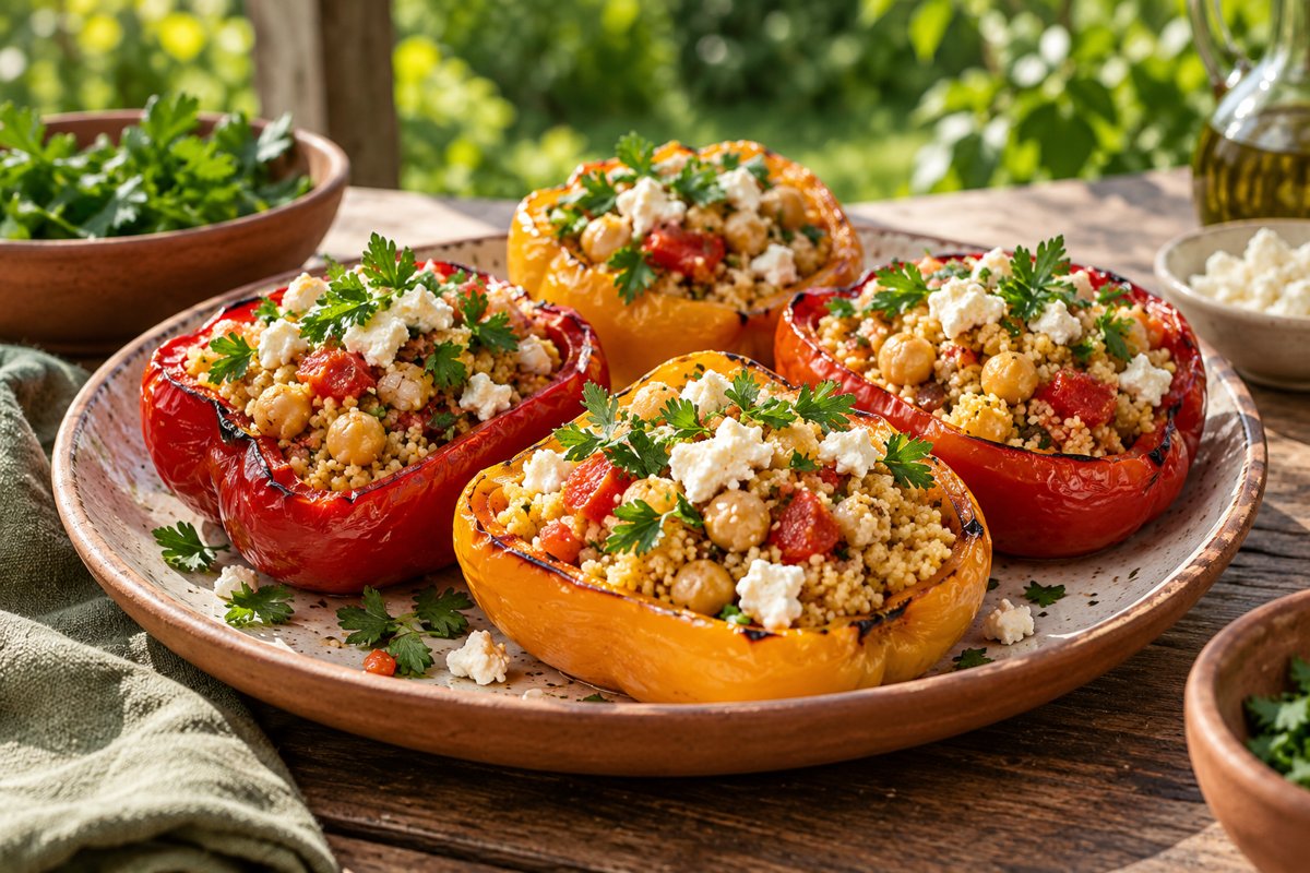 Gevulde paprika met couscous en feta