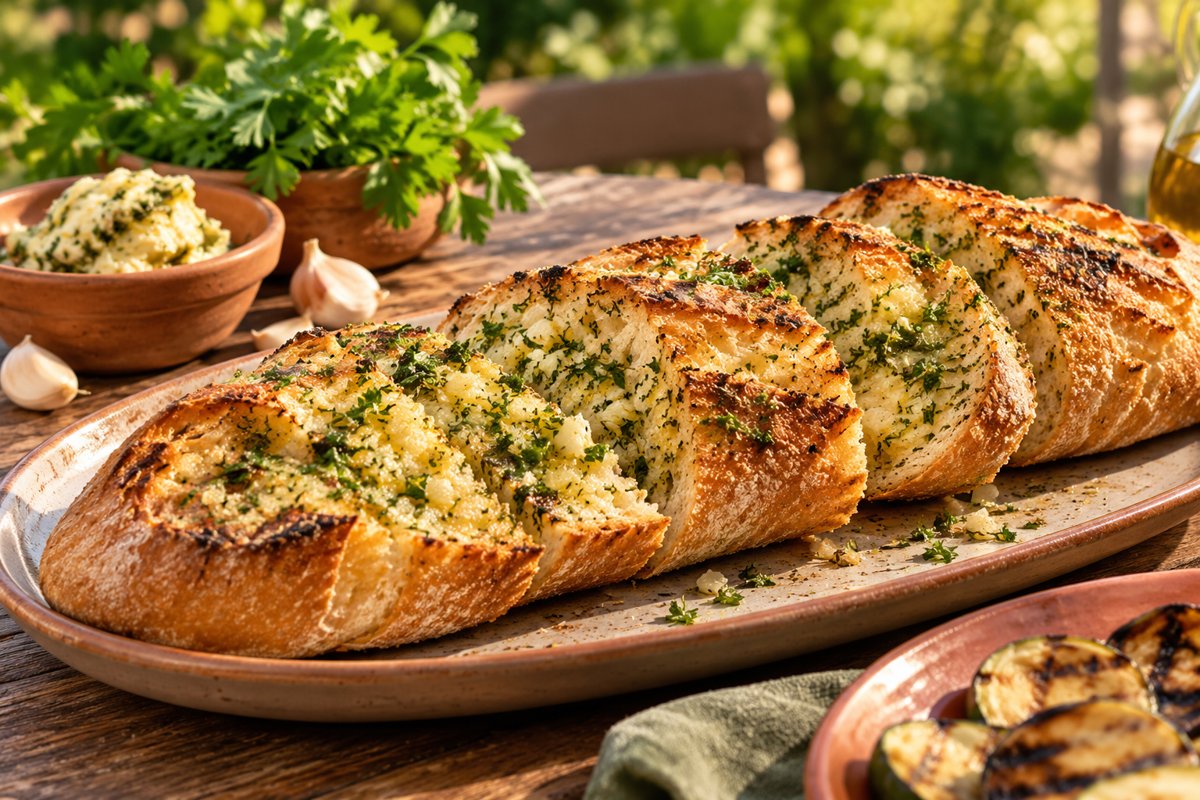 Knoflookbrood van de barbecue